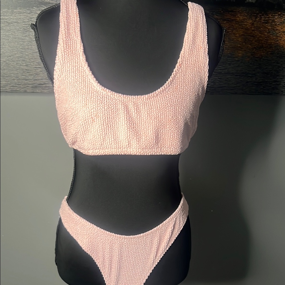 Private Label Pink Textured Bikini Set